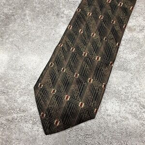 TODAY'S MAN Silk Tie Mens One Size Brown Plaid Jacquard Made In Italy Necktie